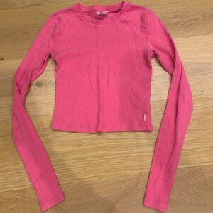 Aritzia TNA HomeStretch™ Crew Waist Long Sleeve Stretch Rib Cotton Top
